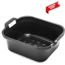 Image of Addis 517936 Large Rectangular 10 Litre Washing Up Bowl with Handles, Black, 39