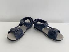 Image of GEOX Respira Girls Silver/Navy Italian Patent Sandals UK 1.5 (EUR 34) BNWT