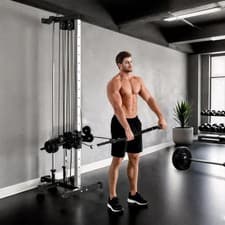Image of Wall Mount Cable Station 15Positions Crossover Machine Dual Pulley Home Gym Unit