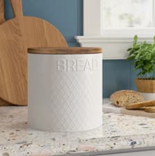 Image of Typhoon Embossed Living Round Stainless-Steel Bread Bin White 25 x 25 x 25cm
