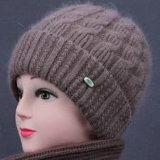 Image of Thermal Knit Beanie for Women with Warm Fleece Lining and Extended Ear Flaps