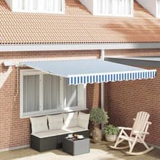 Image of Retractable Awning Manual Blue and White 350 x 250 cm