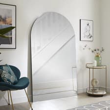 Image of Leaner Mirror Simplistic Arched Shape with Black Outline- H 180cmxL 110cmXW 5cm