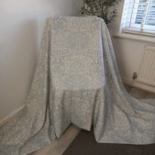Image of William Morris Blackthorn Huge Width Curtains W125" D43" Lined Blue/Grey Colour