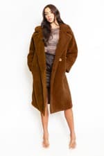 Image of New Women Brown Oversized Longline Borg Over Coat Jacket.Purple UK 8 10 12 14 16