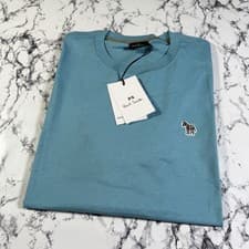 Image of PS PAUL SMITH Mens Light Teal Classic Zebra T Shirt SIZE LARGE BNWT Authentic