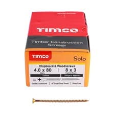 Image of Timco SOLO 4.0 X 80MM YELLOW POZI COUNTERSUNK WOOD SCREWS FLAT PH ZINC (200 BOX)