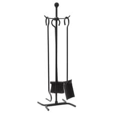 Image of Black Edale Steel Contemporary Fireside Companion Tool Set W/Stand Home