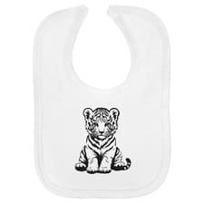 Image of 'Tiger Cub Sitting' Soft Cotton Baby Bib (BI00062495)