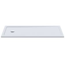 Image of Nuie Slip-Resistant White Shower Tray Low Profile Slimline Stone Resin Anti-Slip