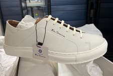 Image of Ben Sherman White leather smart cupsole trainer. RRP £89 NOW £30 discontinued