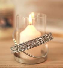 Image of Diamante Glass Candle Holder Pillar Home Decorative Decoration with Candle Gift