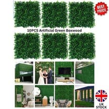Image of 10PCS Artificial Boxwood Hedge Grass Wall Panels Green UV Resistant Fence Decor