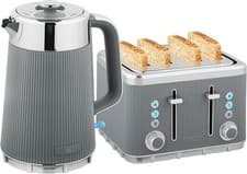 Image of HOMCOM 1.7L 3000W KETTLE & 4 SLICE TOASTER SET GREY STRIX FAST BOIL