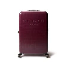 Image of Ted Baker Icon Case Large Suitcase 79cm Plum Croc 4 Wheel Luggage Travel 122L