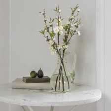 Image of Faux Tall White Cherry Blossom Stem Branch, Realistic Artificial Flower, 52cm