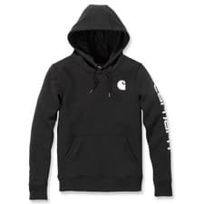 Image of Women's Carhartt Logo Sleeve Hoodie Black Size XL