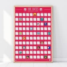 Image of 100 Bucket List Scratch Off Poster Dates Valentines Birthday Couple Dating Gift