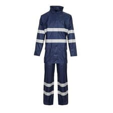 Image of Hi Vis Viz Rainsuit Jacket Trouser Waterproof Hooded PVC Unisex Rain Wear Set