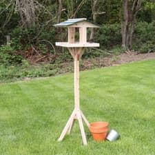 Image of Traditional Wooden Bird table upright free standing tables tripod bases