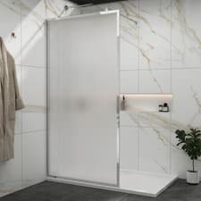 Image of 1950mm Walk In Wet Room Fluted Shower Screen with Frame 8mm Easy Clean Glass