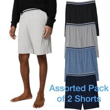 Image of Mens M&S 2 Pack Cotton Jersey Pyjama Shorts Loungewear Contrast Stretch Pants