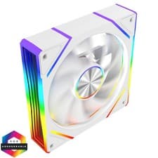 Image of PowerCool Aura 12cm 120mm ARGB White 4-Pin PWM Infinity Edge PC Cooling Fan