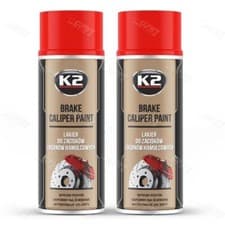 Image of 2 x K2 BRAKE CALIPER PAINT RED HIGH GLOSS 260°C Resistant Spray Lacquer - 400mL