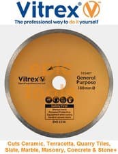 Image of VITREX 180mm 7" General Purpose Diamond Porcelain Cutting Tile Blade/Disc 103407