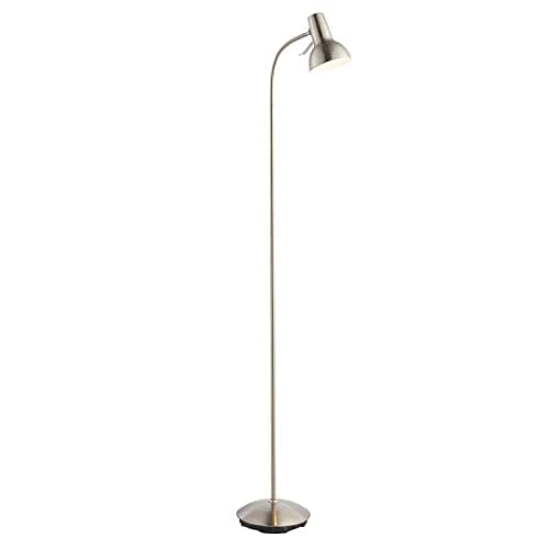 Image of National Lighting Amalfi Standing Floor Lamp - Satin Chrome Finish - Flexible Gooseneck Task Floor Reading Lamp - Rocker On/Off Switch - Tall Indoor GU10 LED Floor Lamp