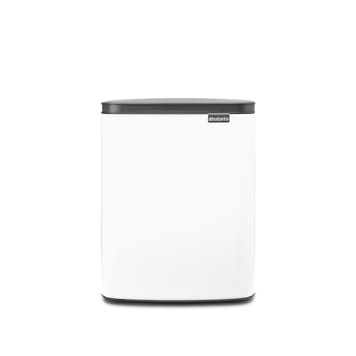 Image of Brabantia - Bo Waste Bin 12L - Stylish & Handy Rubbish Bin - Easy Open & Soft Closing Lid - Hygienic & Space Efficient - Transport Grip - for Bathroom, Home Office & Bedroom - White