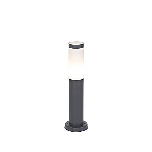 Image of Qazqa - Outdoor Lamp Bollard Anthracite 45 cm IP44 - Rox Garden- - Modern - Suitable for LED E27 | 1 Light - Stainless Steel Bollard Light - Suitable for