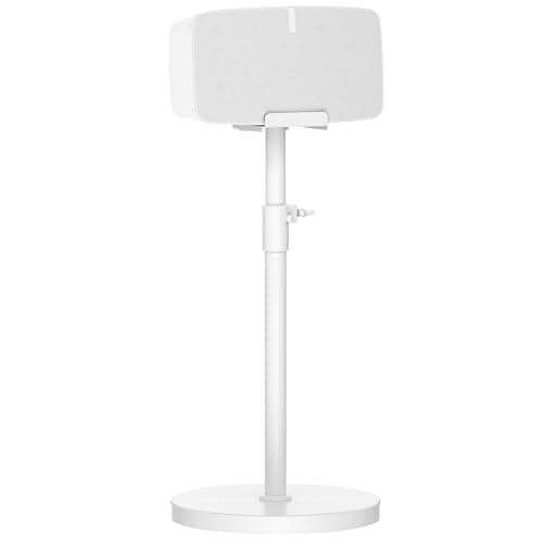 Image of Height Adjustable Floor Speaker Stand for Sonos Five & Play 5 Speaker Stand Support Vertical & Horizontal Speaker Floor Stand for Sonos Play 5 Gen 2 with Cable Management, White