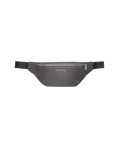 Image of Armani Exchange Men's Okinawa, Logo Plate, Zip Closure Sling Bag, Dark Gull Grey