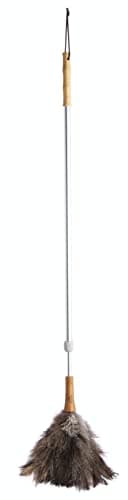 Image of KitchenCraft Living Nostalgia Genuine Ostrich Feather Duster with Telescopic Handle, 12 x 18 x 18 cm extendable to 152cm, Grey