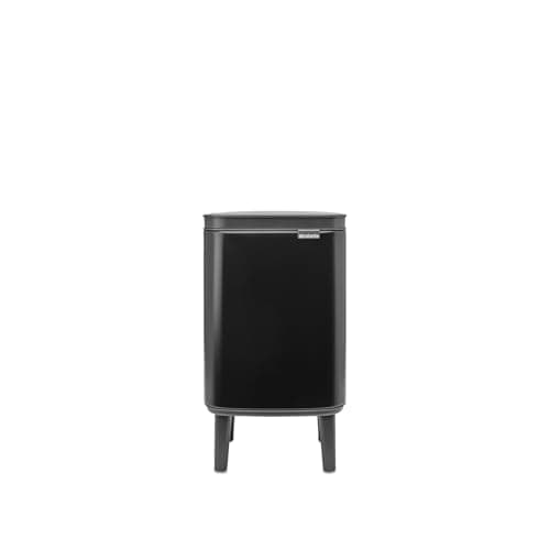 Image of Brabantia - Bo Waste Bin Hi 4L with Soft Close Lid, Removable Inner Bucket, and Transport Grip – Ideal for Bathroom, Bedroom, and Home Office – Matt Black