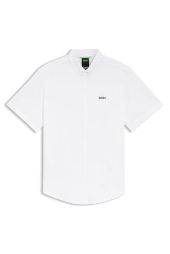 Image of BOSS Mens ST Motion S Regular-fit Shirt in Cotton Jersey White