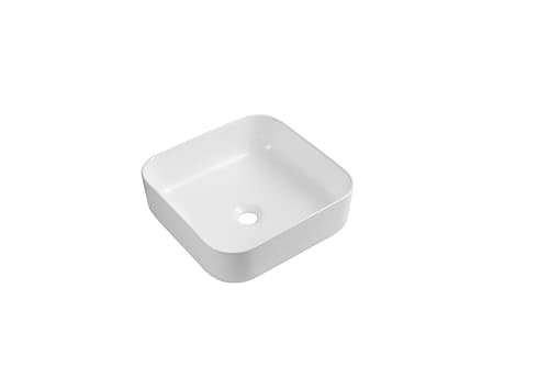 Image of iBathUK Modern Square White Gloss Countertop Ceramic Wash Basin Sink