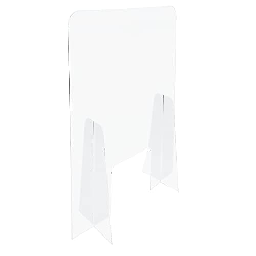 Image of 3MM Acrylic Checkout Sneeze Guard Virus Shield Desk Divider with or Without Access Hatch For Shop Counters & Supermarkets 3 Sizes(DS84/C) (SMALL (605MM), WITH ACCESS HATCH)
