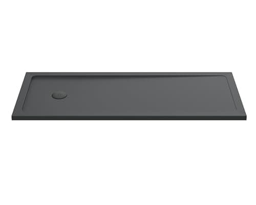 Image of Balterley 1700 x 700 mm Rectangular Shower Tray, Slimline Shower Trays, Durable Stone Resin Base Trays for Bathroom Enclosure Cubicle, Central Waste Rectangular Tray for Wetroom Showers (Slate Grey)