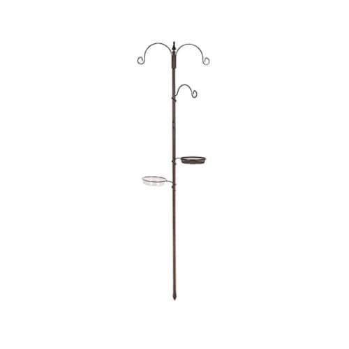 Image of Garden Mile Traditional 3 Arm Wild Bird Feeding Station Durable and Stylish Tree Look Bird Feeders Seed Tray Water Bath and Hanging Brackets Steel Pole for Outdoor Feeder