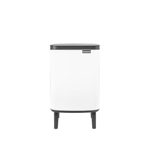Image of Brabantia - Bo Waste Bin Hi 7L with Soft Close Lid, Removable Inner Bucket, and Transport Grip – Ideal for Bathroom, Bedroom, and Home Office – White