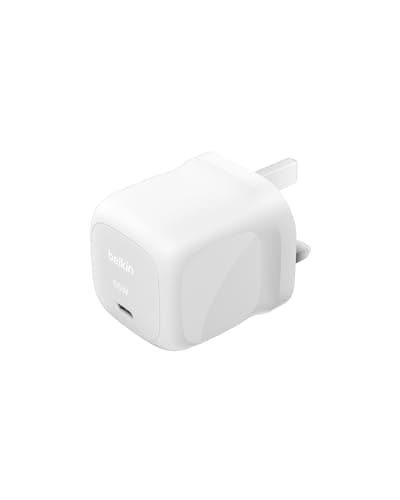 Image of Belkin USB-C Plug 65W, Fast Charging Wall Charger, Type C Phone Charger - Compatible with Apple iPhone 16/15/14/13, Galaxy S25, Google Pixel 9, MacBook, iPad, AirPods, Chromebook, & More - White