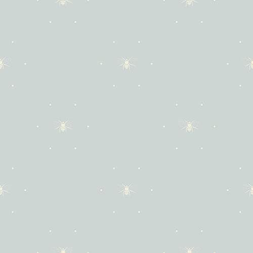 Image of Sophie Allport Bees/Honeycombs Silhouette Wallpaper - Duck Egg/Stone - 181503
