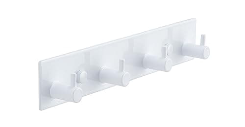 Image of QNIIAED Coat Hooks Wall Mounted,Multipurpose Modern Stainless Steel Screw in Door Hook Metal Heavy Duty Coat Rack Row of Hook Hanger Towel Robe Clothes Hat Hook for Bathroom(White 4 Hooks)