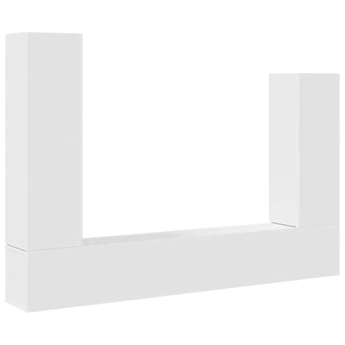 Image of RCODSSK 4 Piece Wall Mounted TV Cabinet Set White Engineered Wood, Classic TV Stand with Ample Storage for Magazines and DVDs, Space-Saving Design