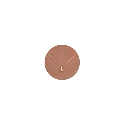 Image of HANLI Moon Necklaces for Women Dainty Gold Pendant Necklace 14k Gold Plated Moon Simple Everyday Jewelry