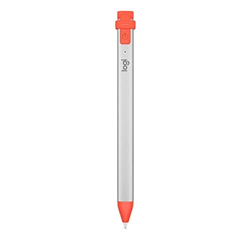 Image of Logitech 914-000034 Crayon Digital Pencil for all iPads (2018 Releases and Later) with Apple Pencil Technology, Anti-Roll Design, and Dynamic Smart Tip, Silver/Orange