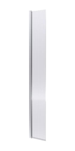 Image of nuie WRFL18530HC Fluted Modern Bathroom Wetroom Hinged 8mm Toughened Safety Glass Flipper Screen with Support Bar, 322 x 1850 x 27mm, Polished Chrome