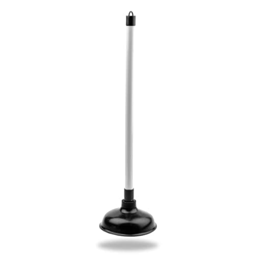 Image of Large Drain Unblocker for Kitchen, Sink & Floor Drains with 400mm (16 inch) Handle and 150mm (6 inch) Cup, Sink Plunger Kitchen Sink Unblocker Heavy Duty Unblocking Effective Tool, Black/White